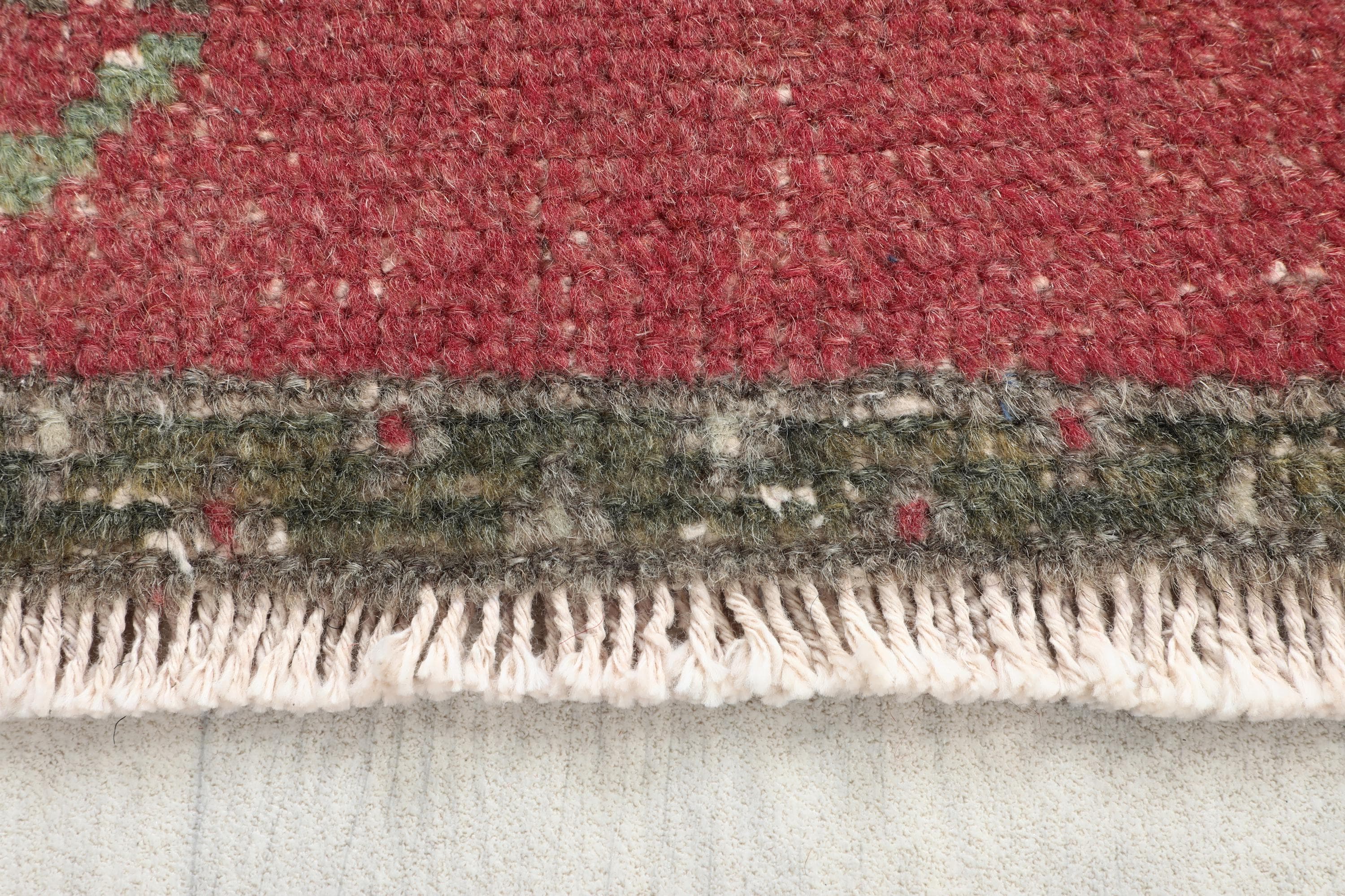 レッド　スモールラグ　ヴィンテージラグ　トルコラグ 2x3 レッドグレー ヴィンテージ スモールラグ、2x3 ハンドメイド