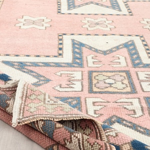 5x9 TURKISH VINTAGE RUG, Oushak Handmade Wool Rug, 5x9 Vintage Area Rug,Kitchen Rug, Living Room Rug, Anatolian Rug,Dining Room Rug,5X8.5 Ft