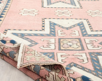 5x9 TURKISH VINTAGE RUG, Oushak Handmade Wool Rug, 5x9 Vintage Area Rug,Kitchen Rug, Living Room Rug, Anatolian Rug,Dining Room Rug,5X8.5 Ft