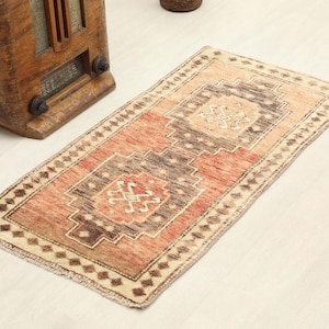 2x3 Small Rug, Handmade Rug, Boho Rug,2x3 Bath Rug, Rug,Hand-knotted Rug, Vintage Door Mat, Turkish Bathroom Rug, 2x3 Rug,Wool Rug,Small Rug