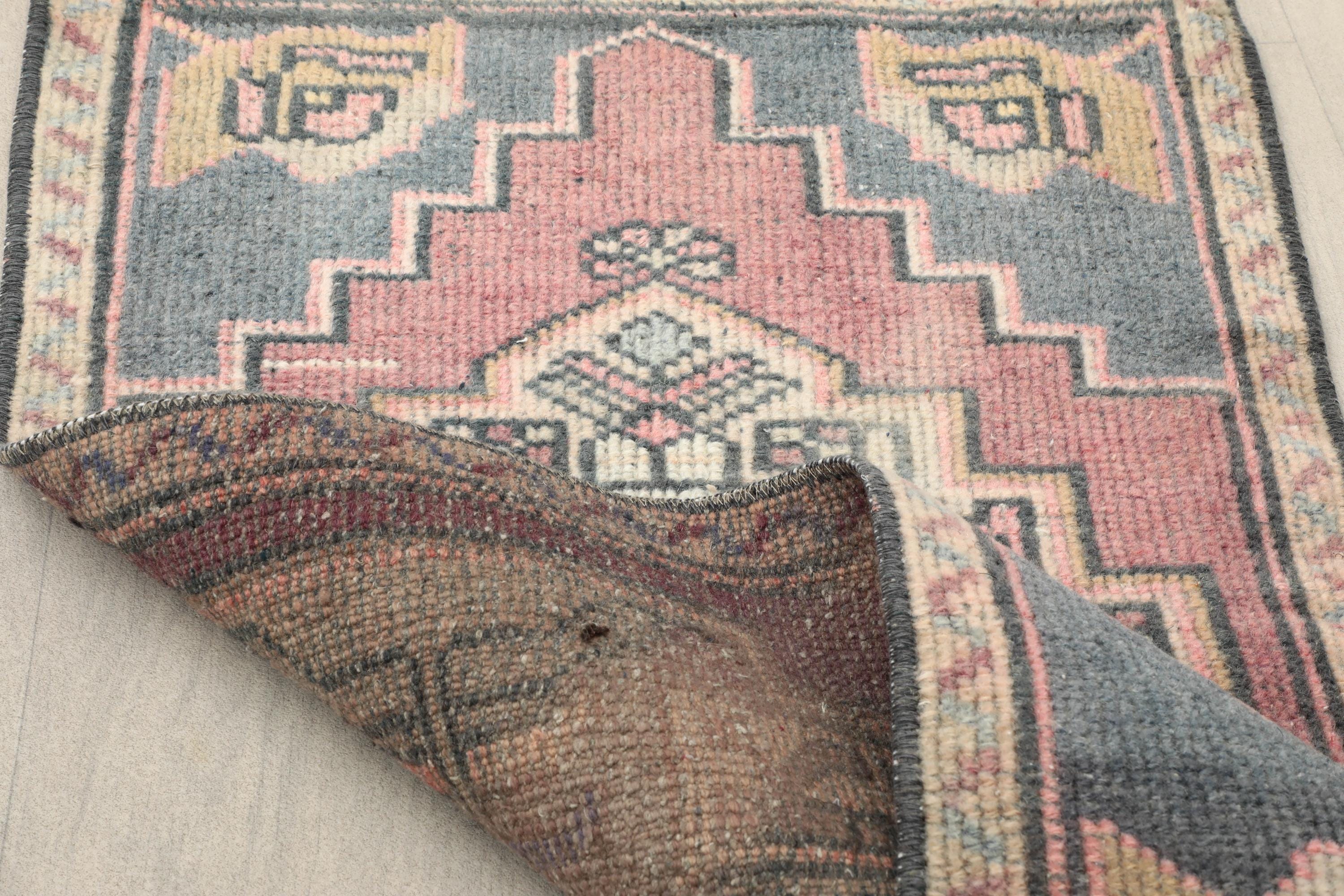 レッド　スモールラグ　ヴィンテージラグ　トルコラグ 2x3 レッドグレー ヴィンテージ スモールラグ、2x3 ハンドメイド