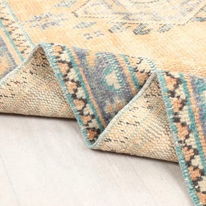 3x12 Orange Vintage Runner, 3x12 Blue Turkish Runner, Handmade Wool Rug, Kitchen Runner, Natural Runner, Hallway Runner Rug, Long Home Decor