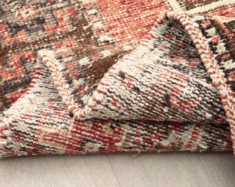 3x30 Roter Türkischer Läufer, 3x3 Vintage Läufer, Teppich Läufer, Kelim Teppich, Küchenläufer, Kelim Teppich