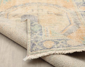 Oushak Vintage Rug,Rug 3x5, Turkish Handmade Unique Rug, Area Muted Rug, Neutral Rug, Anatolia Rug, Turkey Rug, Carpet Rug, 2.5 X 4.8 Ft