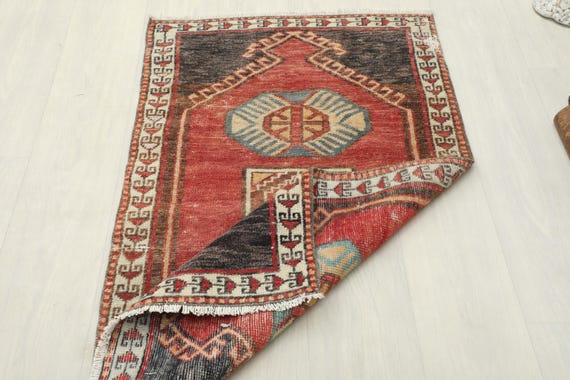 2x3 Red Rug, Mini Rug, 2x3 Small Rug, Turkish Door Mat, Vintage