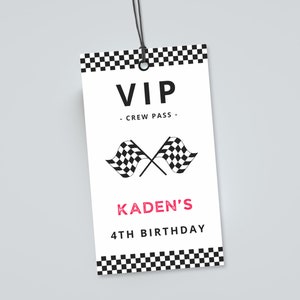 VIP Crew Pass | Instant Download | Printable Racing Car Pit Pass | Editable Template | Race Car Themed Birthday Party Decor | Pit Crew Game
