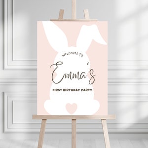 Some Bunny Birthday Party Welcome Sign | Girl 1st Birthday Party Decor | Instant Download | Editable Template | Bunny First Birthday Sign