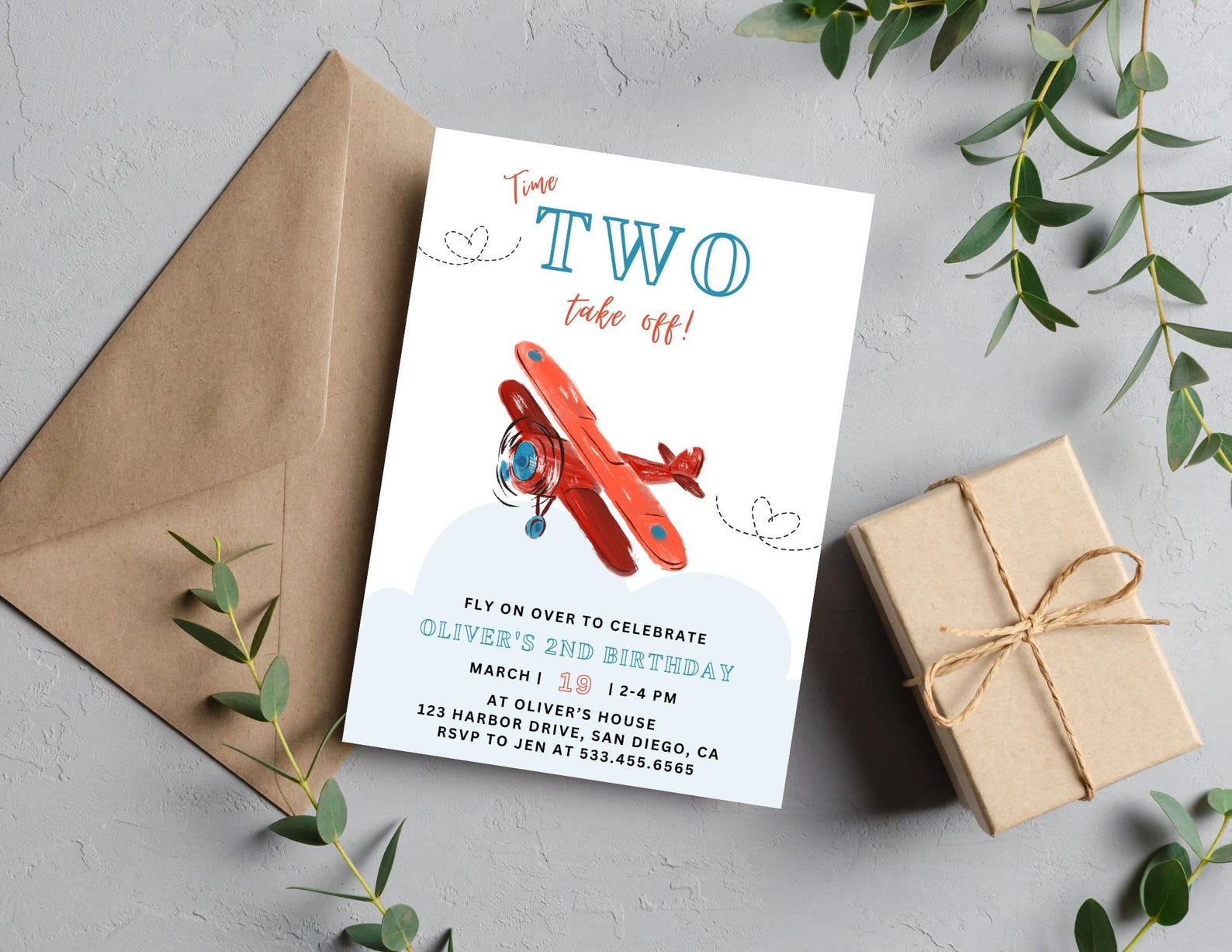 Take Flight Invite Editable Airplane Birthday Invitation | Modern Plane Invitation | Canva ...