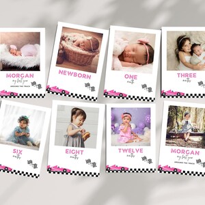 Fast ONE Race Car Photo Banner | Instant Download | Printable Racing Car Banner | Editable Template | Pink Race Car Themed Birthday Party
