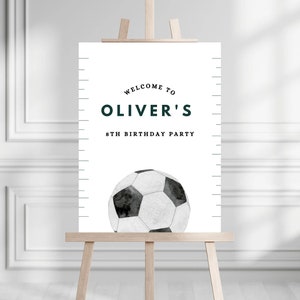 Editable Soccer Party Welcome Sign | Digital Download | Printable Soccer Theme Birthday Welcome Sign | Soccer Party Decor | Canva Template