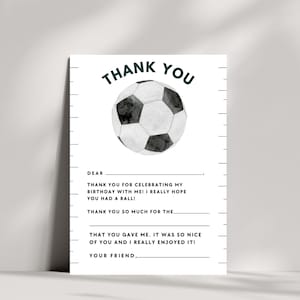 Spiel auf Fußball Geburtstag Dankeschön | Fußball-Geburtstags-Party | Sofortdownload | Füllen Sie die leere Dankeskarte mit Fußball aus