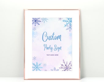 Modern Winter Ice Princess Birthday Party Sign | Editable Winter Wonderland Party Sign | Digital Download | Editable Template | Custom Sign