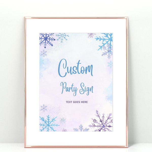 Modern Winter Ice Princess Birthday Party Sign | Editable Winter Wonderland Party Sign | Digital Download | Editable Template | Custom Sign