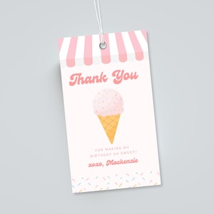 Ice Cream Birthday Party Favor Tags | Instant Download | Summer Ice Cream Party Tags | Editable Template | Pastel Ice Cream Party Favor Tags