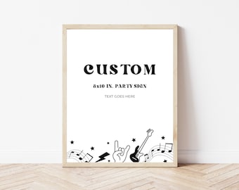 ONE Rocks Custom Party Sign | Instant Download | Printable Retro Music Party Decor | Editable Template | Rock and Roll Themed Party Sign