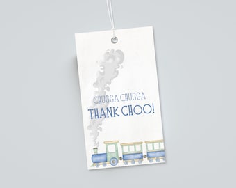 Train Birthday Party Favor Thank You Tags | Chugga Chugga Thank Choo Party Favor Tag | Digital Download | Printable Train Party Decor