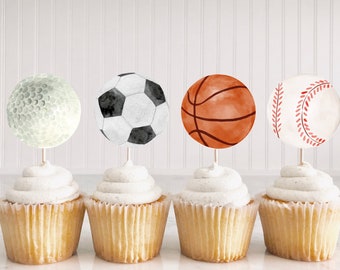Adornos para cupcakes para fiestas de cumpleaños deportivas / Fiesta con temática deportiva / Descarga instantánea / Decoración para fiestas imprimible / Cumpleaños de niño / Adorno para tarta All Star
