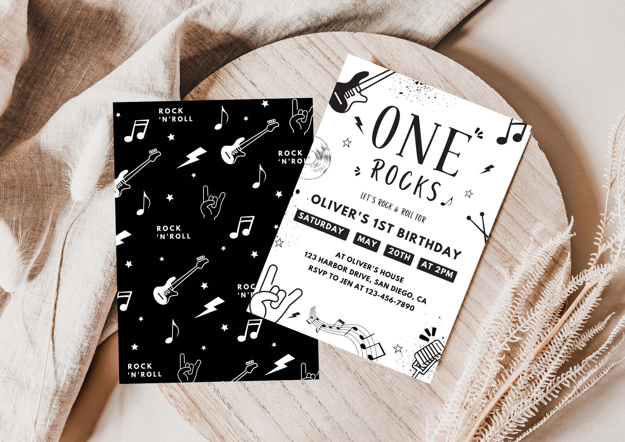 ONE Rocks Birthday Party Invitation Instant Download Rock and Roll ...