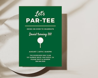 Let's Par-TEE Golf Birthday Party Invitation | Instant Download | Surprise 30th Birthday Invitation |  Print or Text | Golf Themed Par-Tee