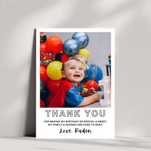 Birthday Photo Thank You Card | Digital Download | 5x7 Picture Thank You Card | Birthday Picture Thank You Cards | Editable Canva Template