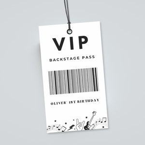 Rock and Roll VIP Backstage Pass | Instant Download | Printable Rock N Roll Party Decor | Editable Template | Rock Music Themed Birthday