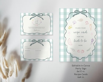 Fresh Off the Market Bridal Shower Recipe Sign and Cards | Instant Download | Farmer's Market Bridal Party Recipe Cards | Editable Template
