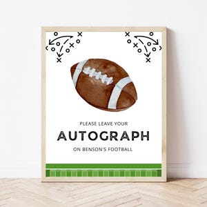 Football Birthday Party Autograph Sign | Sports Theme Party Sign | Editable Canva Template | 1st Year Down Birthday Sign | Digital Download