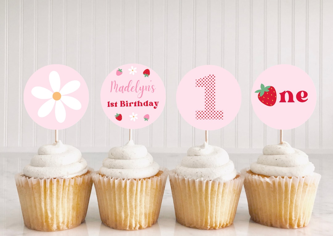 Berry Sweet Birthday Party Cupcake Toppers | Girl 1st Birthday ...