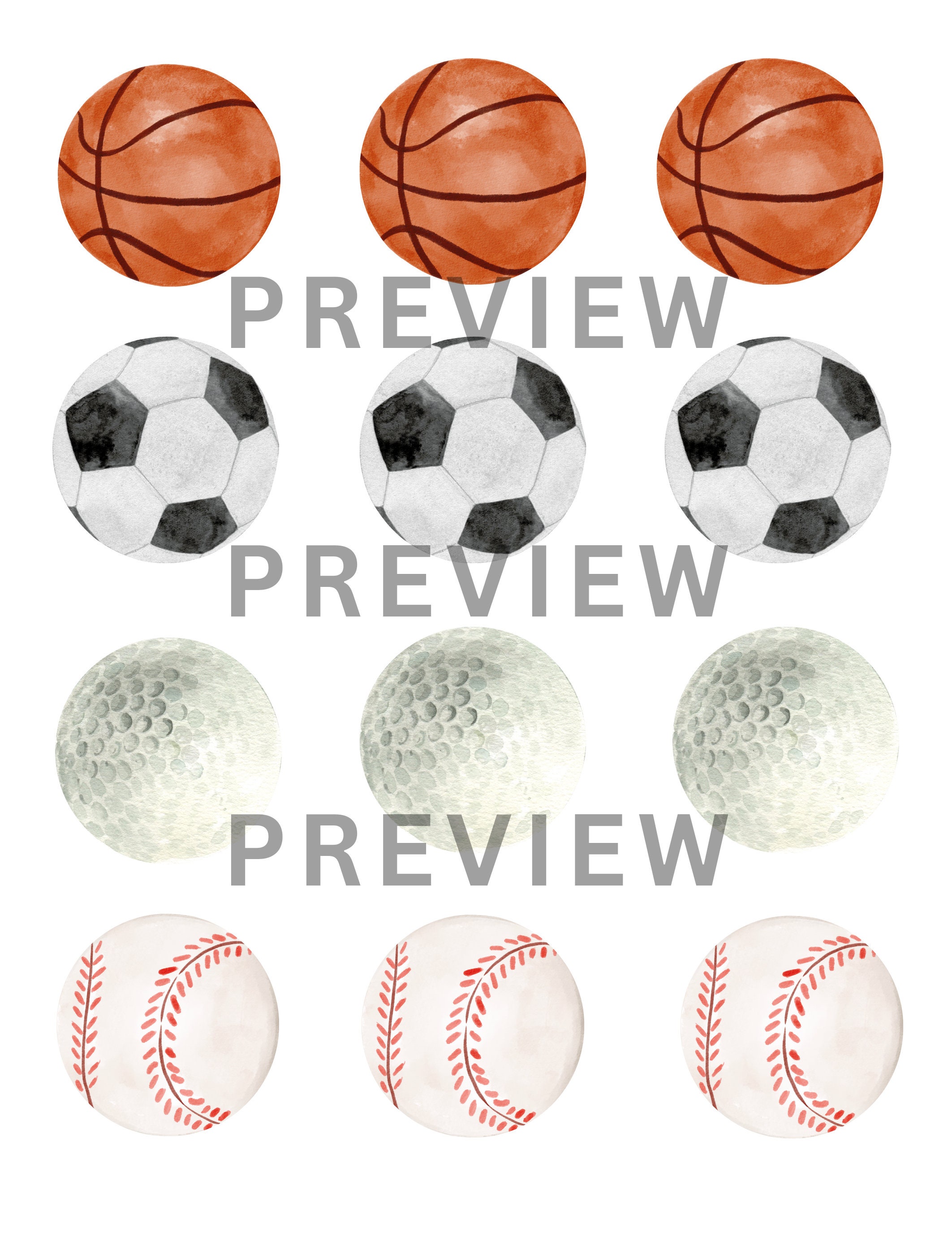 Sports Birthday Party Cupcake Toppers Sports Themed Party Instant ...