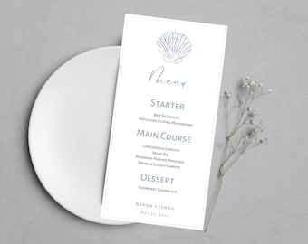 Coastal Themed Menu | Minimalist Beach Themed Wedding | Printable Brunch Menu | Instant Download | Wedding Dinner Menu | Editable Template