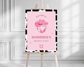 Disco Cowgirl Party Welcome Sign | Instant Download | Western Party Welcome Sign | Space Cowgirl Rodeo Birthday | Editable Canva Template