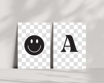 Retro TWEE coole feestbanner | Digitale download | Banner voor tweede verjaardag jongen | Feest met geruite smiley | Bewerkbare canvassjabloon