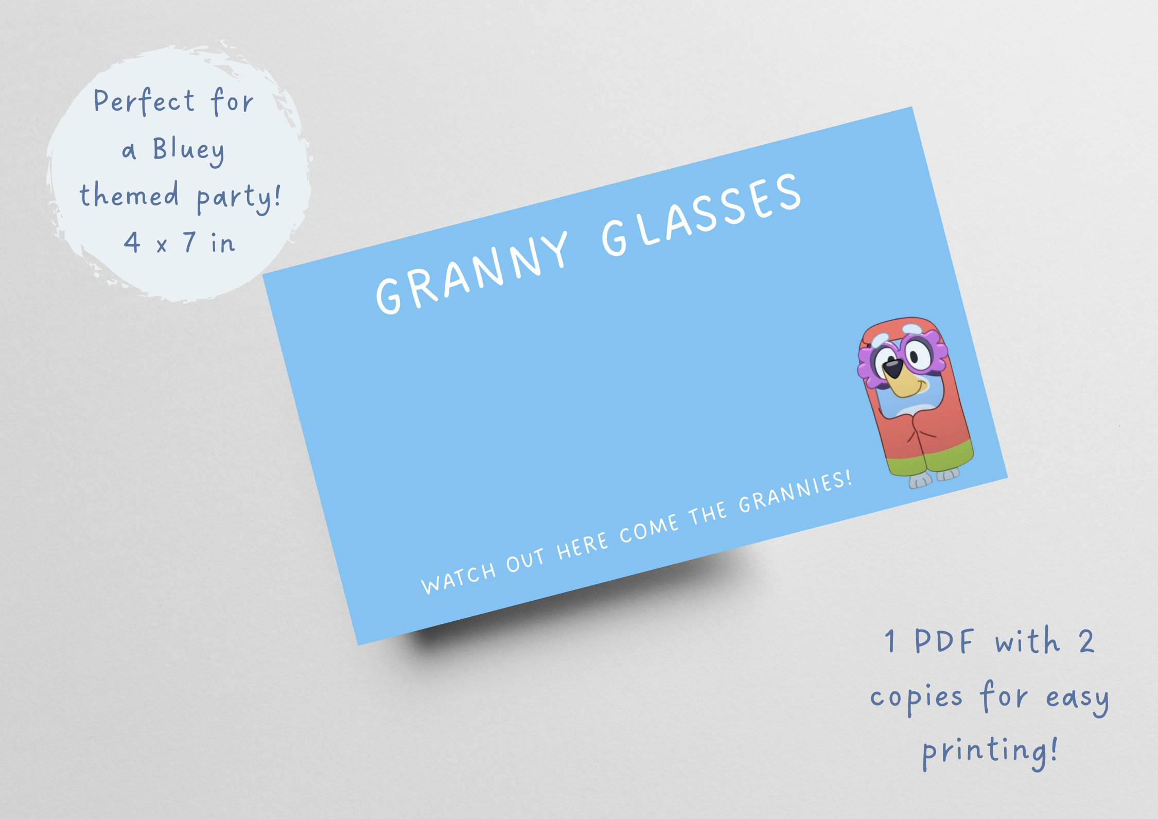 Granny Glasses Bluey Party Favor Digital Download Bluey Etsy Finland