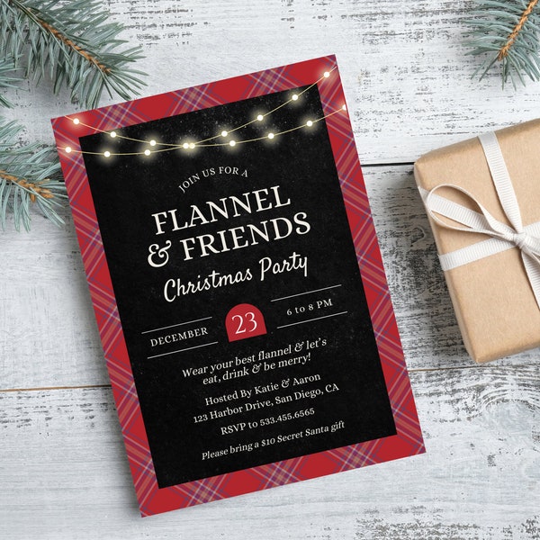 Flannel Christmas Party Invitation - Etsy