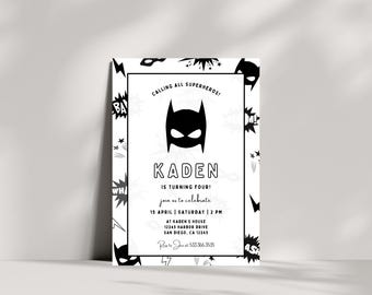 Editable Superhero Birthday Party Invitation | Modern Superhero Party | Instant Download | Editable Canva Template | Superhero Party Invite