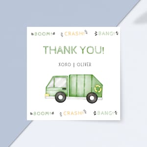 Editable Garbage Truck Party Favor Thank You Tags | Digital Download | Dump Everything | Garbage Truck Birthday | Printable Party Decor