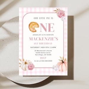 Cutie Pie First Birthday Party Invitation | Instant Download | Sweetie Pie 1st Birthday | Editable Canva Template | Fall Pie Theme Birthday
