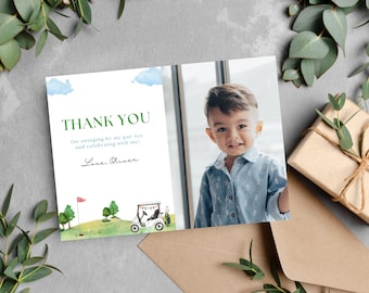 Golf Birthday Party Thank You Card | Instant Download | Golf Theme Birthday Party Thank You Card | Top Golf ParTee | Editable Canva Template