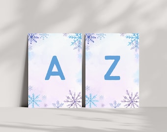 Banner moderno para fiesta de cumpleaños de princesa de hielo invernal / Banner para fiesta de país de las maravillas invernal / Descarga digital / Plantilla editable / Cumpleaños de niña