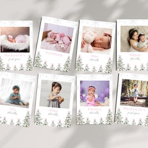 Winter Christmas Tree Birthday Party Photo Banner | Digital Download | Christmas Girl 1st Birthday Photo Banner | Editable Canva Template