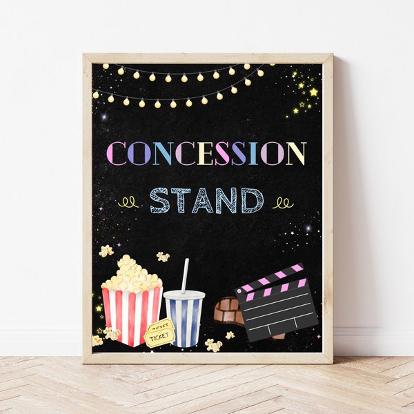 Backyard Movie Night Party Sign | Instant Download | Printable Movie Concession Stand Sign | Outdoor Movie Party Popcorn Sign | Movie Party