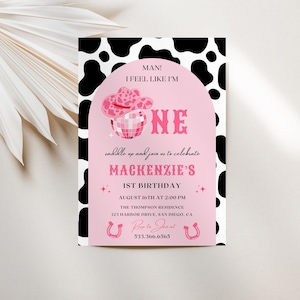 Man I Feel Like I&#39;m One! Birthday Party Invitation | Instant Download | Disco Cowgirl Party | Space Cowgirl 1st Birthday | Editable Template