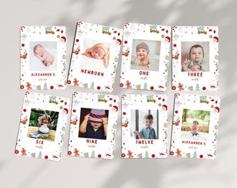 Oh What Fun Birthday Party Photo Banner | Digital Download | Festive Red Christmas Boy First Year Party Banner | Editable Canva Template
