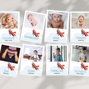 Editable Airplane Birthday Party Photo Banner | Plane 1st Year Banner | Canva Template | Oh My Time Flies Boy 1st Birthday | Aviation Party