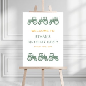 Modern Tractor Birthday Party Welcome Sign | Instant Download | Printable Tractor Party Sign | Oh Deere Party Sign | Farm Themed Birthday