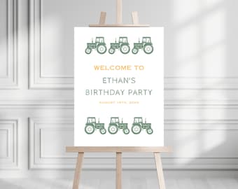 Modernes Willkommensschild für die Traktor-Geburtstagsfeier | Sofortdownload | Ausdruckbare Traktor Party Schild | Oh Deere Party Zeichen | Bauernhof Themen Geburtstag