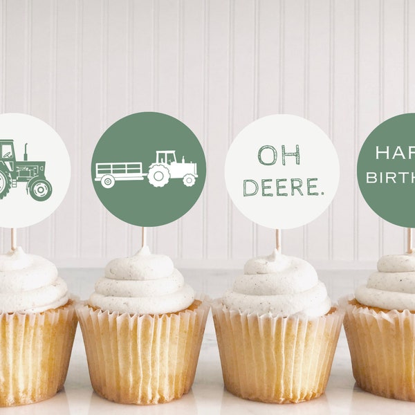John Deere Cupcake Toppers - Etsy