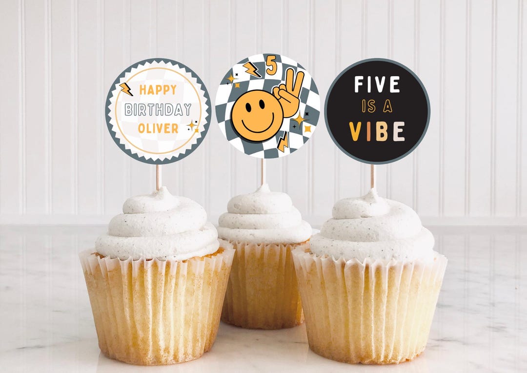 Five is a Vibe バースデーパーティー カップケーキトッパー