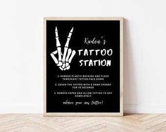 Bad TWO The Bone Birthday Party Tattoo Sign | Instant Download | Skeleton Peace Hand Party Sign | Editable Template |  2nd Birthday Party