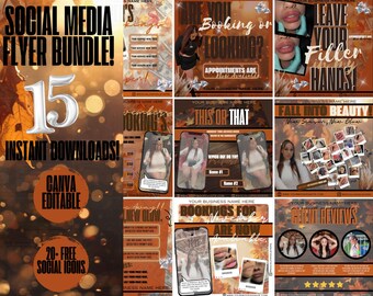 Plantilla de volante de belleza de otoño, marketing de salón, editable en Canva (descarga digital)